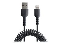 StarTech.com Câble USB vers Lightning de 1m - Certifié Mfi - Adaptateur USB Lightning Noir, Gaine en TPE - Cordon Chargeur Iphone/Lightning Spiralé en Fibre Aramide Très Résistant (RUSB2ALT1MBC) - Câble Lightning - USB mâle pour Lightning mâle - 1 m - noir - bobiné RUSB2ALT1MBC