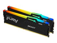 Kingston FURY Beast RGB - DDR5 - kit - 16 Go: 2 x 8 Go - DIMM 288 broches - 5200 MHz / PC5-41600 - CL36 - 1.25 V - mémoire sans tampon - on-die ECC - noir KF552C36BBEAK2-16