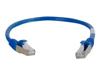 C2G Cat6a Booted Shielded (STP) Network Patch Cable - Cordon de raccordement - RJ-45 (M) pour RJ-45 (M) - 30 cm - STP - CAT 6a - moulé, sans crochet, bloqué - bleu 89926