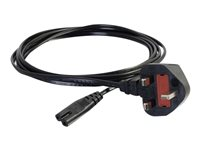 C2G Non-Polarised Power Cord - Câble d'alimentation - power IEC 60320 C7 pour BS 1363 (M) - CA 250 V - 3 m - moulé - noir - Royaume-Uni 80613