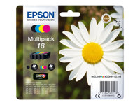 Epson 18 Multipack - Pack de 4 - 15.1 ml - noir, jaune, cyan, magenta - original - emballage coque avec alarme radioélectrique/ acoustique - cartouche d'encre - pour Expression Home XP-212, 215, 225, 312, 315, 322, 325, 412, 415, 422, 425 C13T18064022