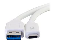C2G 10ft USB C 3.0 to USB Cable - USB C to USB A - M/M - Câble USB - USB type A (M) pour 24 pin USB-C (M) - USB 3.1 - 30 V - 3 A - 3.05 cm - blanc 28837