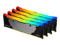Kingston FURY Renegade RGB - DDR4 - kit - 128 Go: 4 x 32 Go - DIMM 288 broches - 3200 MHz / PC4-25600 - CL16 - 1.2 V - mémoire sans tampon - non ECC - noir KF432C16RB2AK4/128