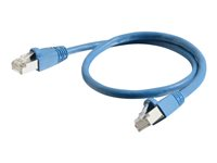 C2G Cat6a Booted Shielded (STP) Network Patch Cable - Cordon de raccordement - RJ-45 (M) pour RJ-45 (M) - 2 m - STP - CAT 6a - moulé, sans crochet, bloqué - bleu 89910