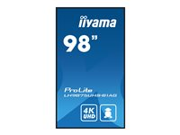 iiyama ProLite LH9875UHS-B1AG - Classe de diagonale 98" (97.5" visualisable) écran LCD rétro-éclairé par LED - signalisation numérique - avec lecteur multimédia SoC intégré - Android - 4K UHD (2160p) 3840 x 2160 - noir LH9875UHS-B1AG