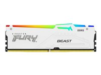 Kingston FURY Beast RGB - DDR5 - module - 16 Go - DIMM 288 broches - 6400 MHz / PC5-51200 - CL32 - 1.4 V - mémoire sans tampon - on-die ECC - blanc KF564C32BWA-16