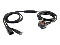 C2G Power Cord Splitter - Répartiteur d'alimentation - BS 1363 (M) pour power IEC 60320 C13 - CA 250 V - 3 m - moulé - noir - Royaume-Uni 80628