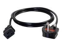 C2G 17 AWG 250 Volt 16 Amp Power Cord - Câble d'alimentation - IEC 60320 C19 pour BS 1363 (M) - CA 250 V - 2 m - moulé - noir - Royaume-Uni 80626
