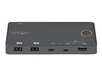 StarTech.com Switch KVM Hybride 2 Ports USB-A + HDMI & USB-C - Écran Unique HDMI 2.0 4K 60Hz - Commutateur KVM Compact Desktop/Laptop - Alimenté Bus USB - Compatible Thunderbolt 3 (SV221HUC4K) - Commutateur écran-clavier-souris/audio - 2 x KVM / audio - de bureau SV221HUC4K